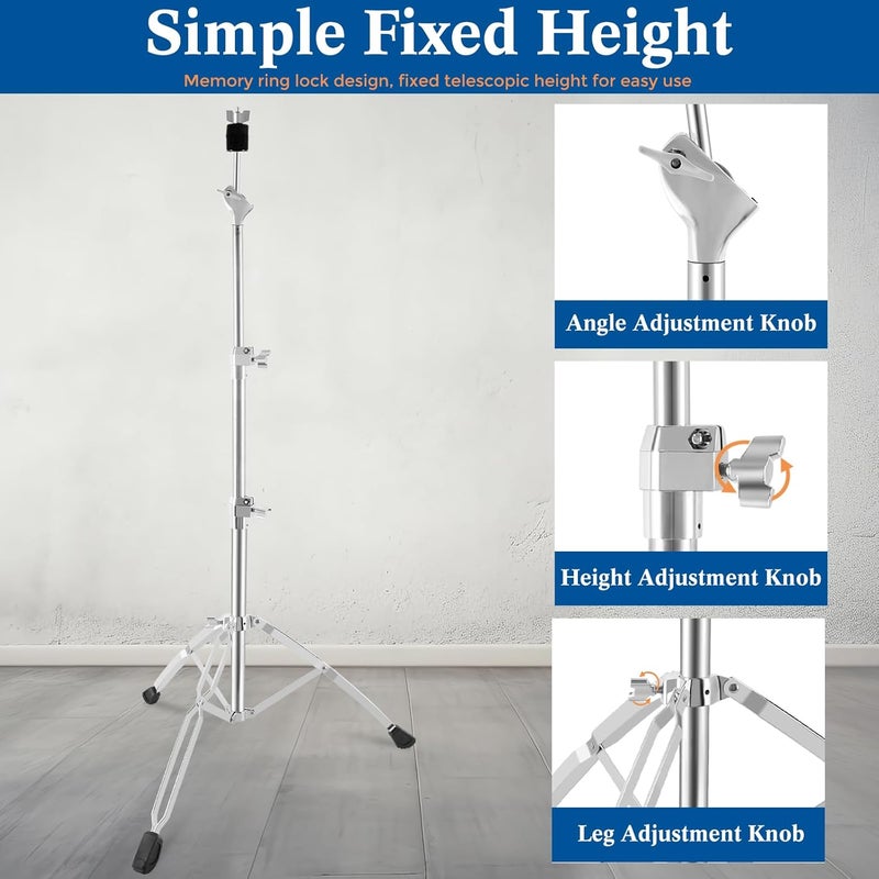 RANMING Heavy Duty Straight Cymbal Stand 28mm Pipe- Double Braced with Memory Lock & Quick Release - Portable Drum Hardware for Gigging, 35-57 inch quick height adjustment for Adult Beginner - Image 4